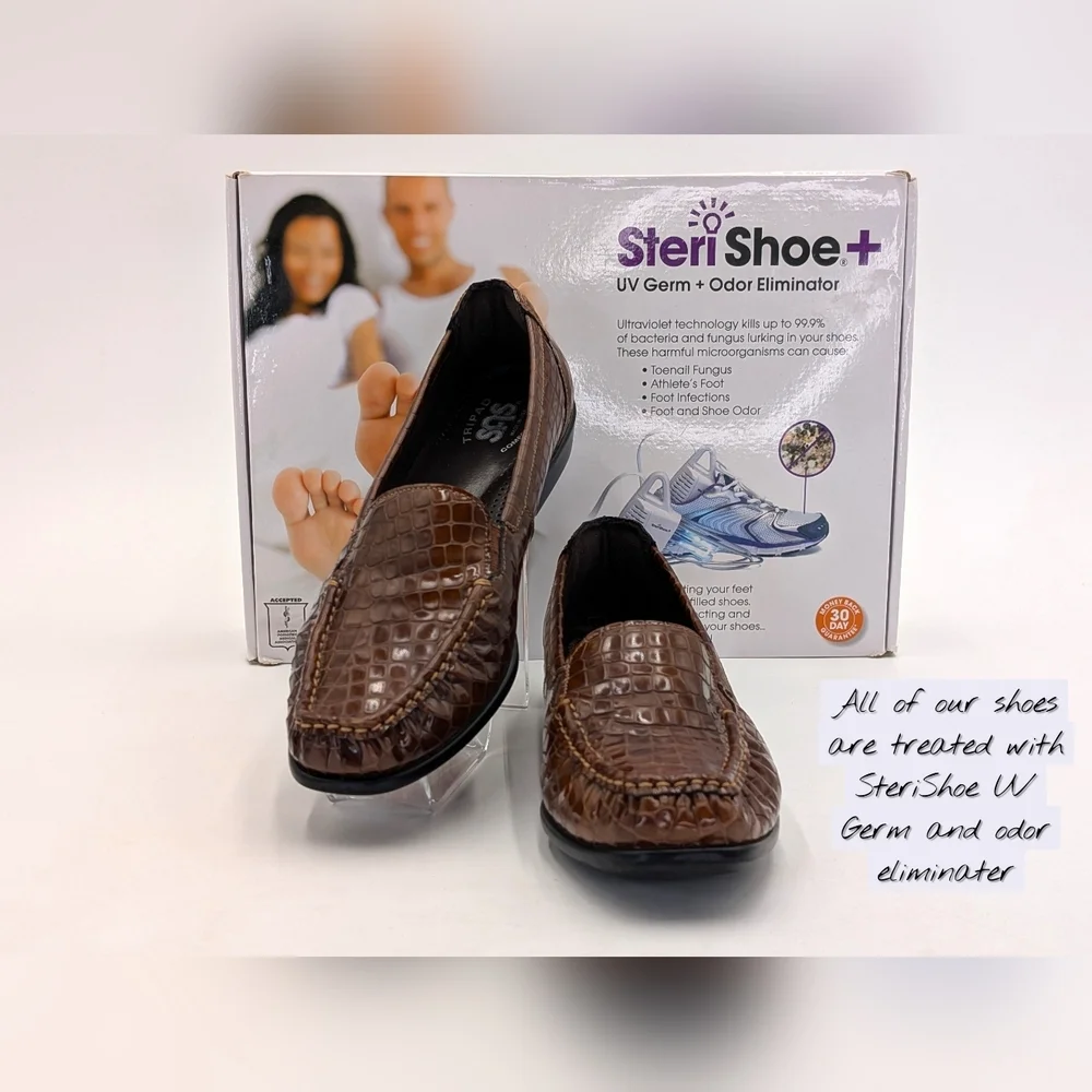 SAS Joy Women's Sz 8.5N Crocodile Pattern Cognac Brown Tripad® Technology Loafer